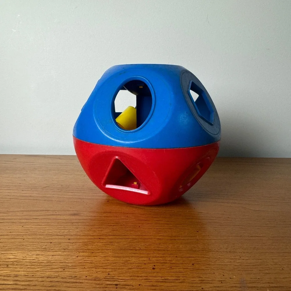 Tupperware Vintage Infant Baby Shape Sorter Toy‎ Red Blue Color Shape Learning
